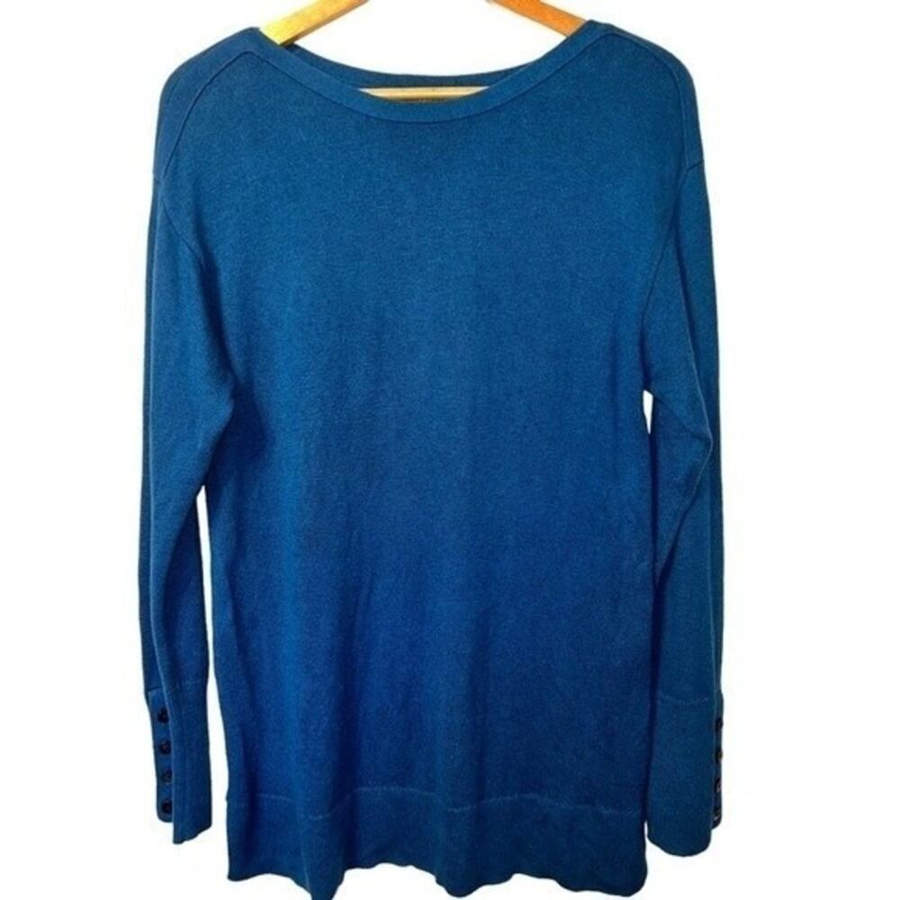 J.Jill Wool Cotton Minimalist Coastal Casual Basic Contemporary Sweater Blue M